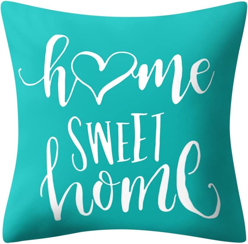 Drmstow Teal Pillow Covers 18x18 Set of 4 Turquoise and Grey Blue Geometric Decorative Throw Pillow Cushion Covers for Couch Living Room Bed Outdoor Patio Furniture Indoors Home Decor… - Image 2