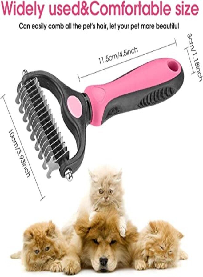 Dog Grooming Brush and Deshedding Tool for Detangling Loose Hair and Undercoat, Helps Reduce Tangles, Shedding, and Mats in Long Fur, Gentle and Stress Free (Pink) - Image 3