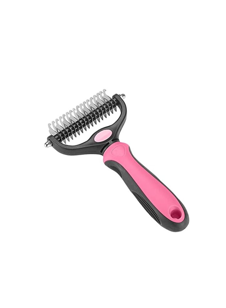 Dog Grooming Brush and Deshedding Tool for Detangling Loose Hair and Undercoat, Helps Reduce Tangles, Shedding, and Mats in Long Fur, Gentle and Stress Free (Pink) - Image 2