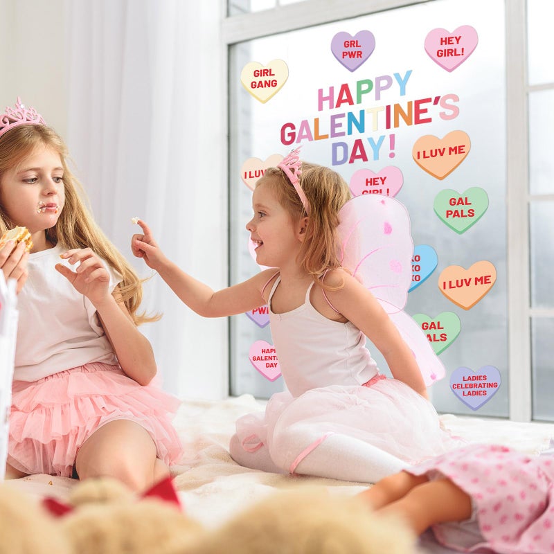 Noveread 83 Pcs Galentines Day Conversation Heart Cutouts Valentines Day Bulletin Board Candy Hearts Cutouts Border Galentines Classroom Decorations for Party Wedding Supplies Classroom Wall - Image 4