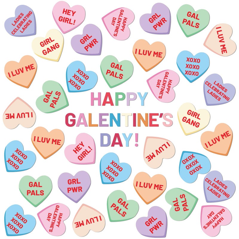 Noveread 83 Pcs Galentines Day Conversation Heart Cutouts Valentines Day Bulletin Board Candy Hearts Cutouts Border Galentines Classroom Decorations for Party Wedding Supplies Classroom Wall - Image 1
