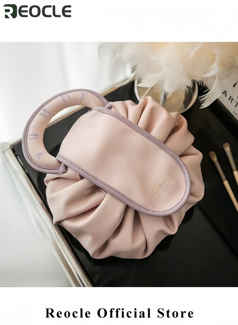 ريوكل حقيبة مستحضرات تجميل خفيفة الوزن، حقيبة أدوات الزينة، حقيبة تخزين محمولة مقاومة للماء بسعة كبيرة، حقيبة سفر فاخرة خفيفة الوزن عالية الجودة مع رباط - Image 2