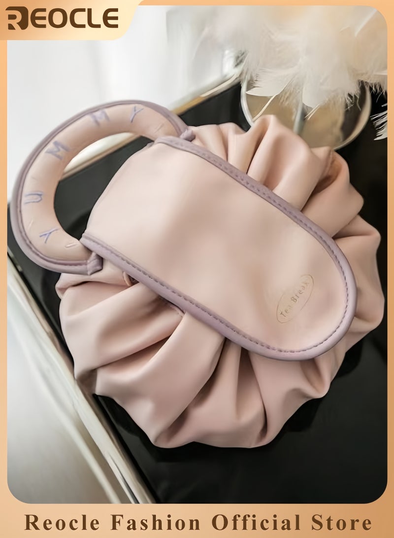 ريوكل حقيبة مستحضرات تجميل خفيفة الوزن، حقيبة أدوات الزينة، حقيبة تخزين محمولة مقاومة للماء بسعة كبيرة، حقيبة سفر فاخرة خفيفة الوزن عالية الجودة مع رباط - Image 1