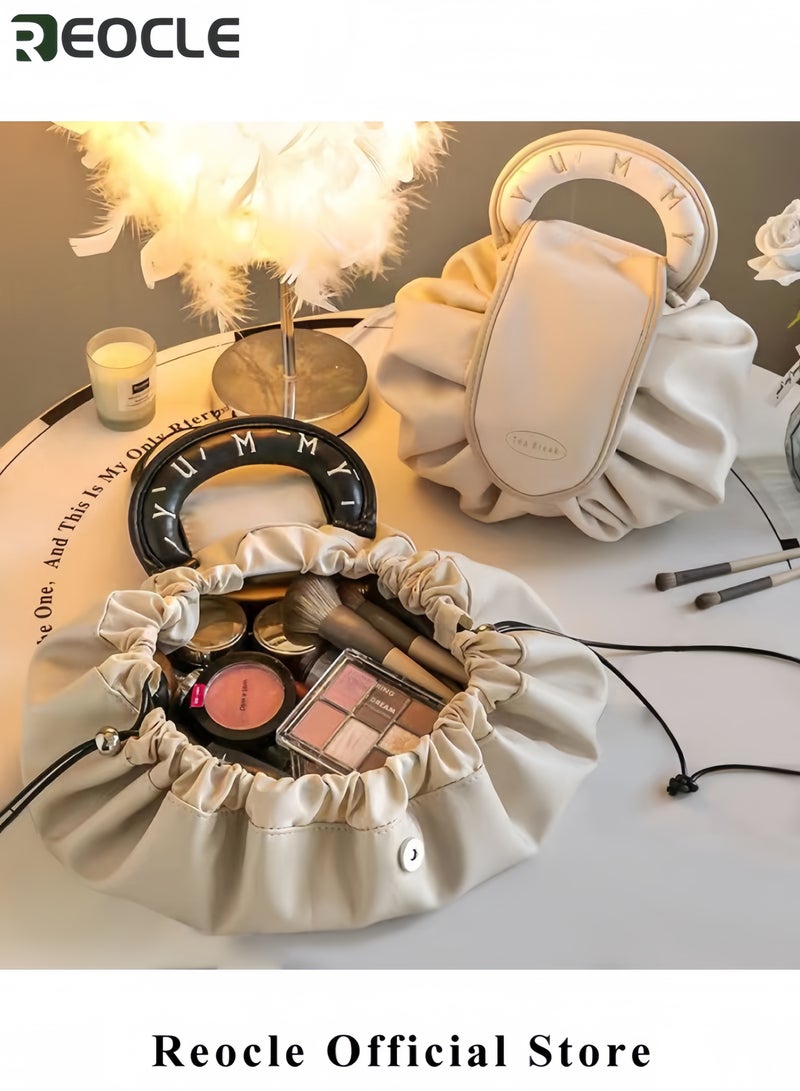 ريوكل حقيبة مستحضرات تجميل خفيفة الوزن، حقيبة أدوات الزينة، حقيبة تخزين محمولة مقاومة للماء بسعة كبيرة، حقيبة سفر فاخرة خفيفة الوزن عالية الجودة مع رباط - Image 4