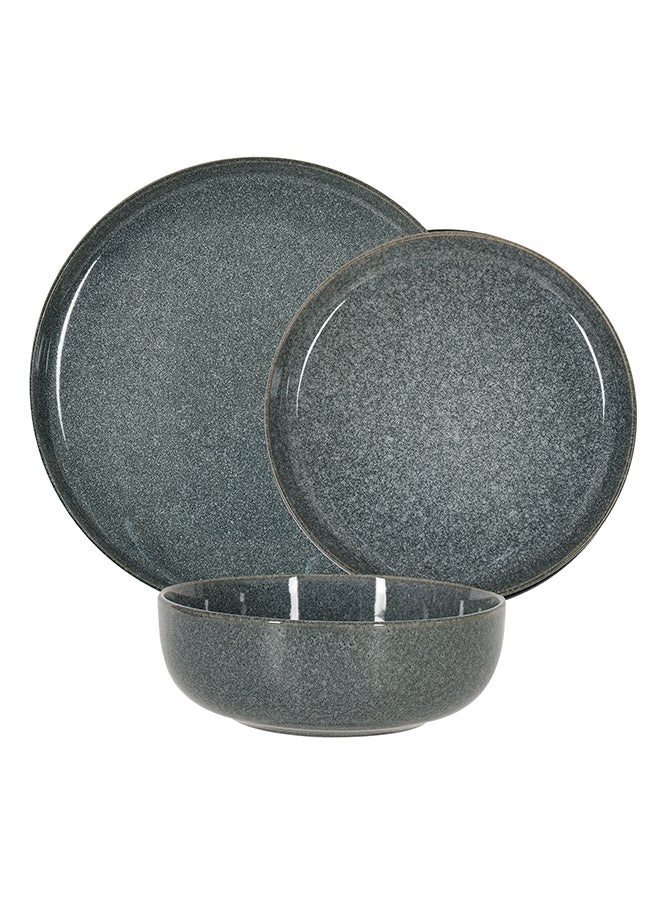 Noon East 18 piece Stoneware Reactive Glaze Dinnerware Set, Set for 6, Microwave & Dishwasher Safe, Dark Green - Image 2