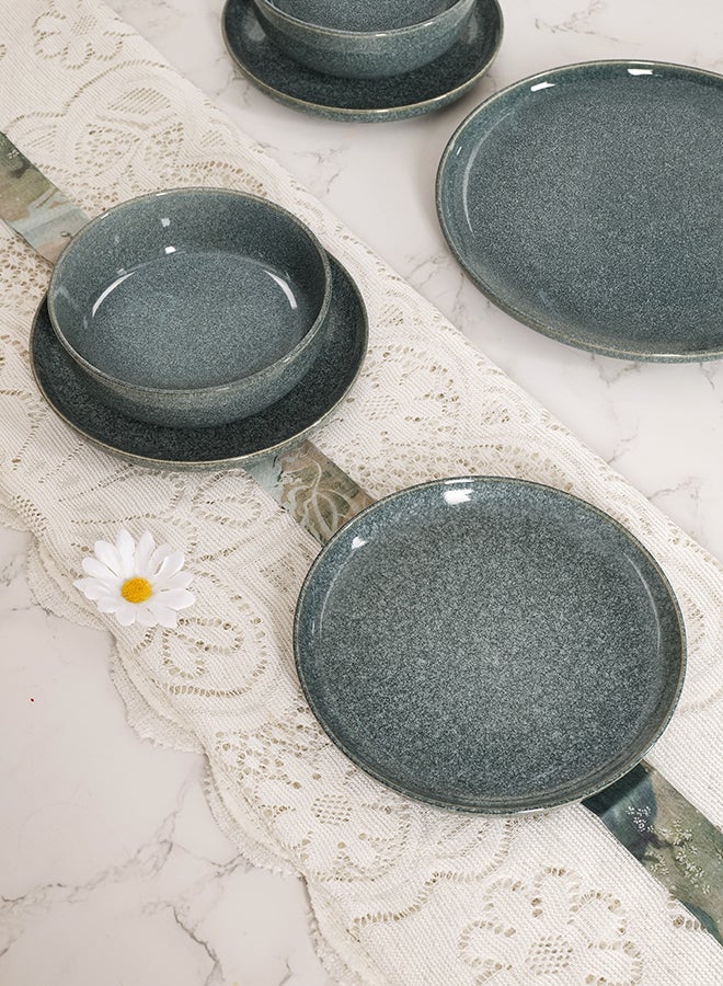Noon East 18 piece Stoneware Reactive Glaze Dinnerware Set, Set for 6, Microwave & Dishwasher Safe, Dark Green - Image 4