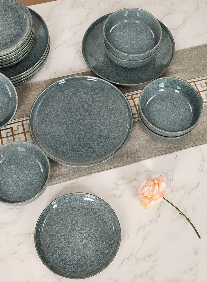 Noon East 18 piece Stoneware Reactive Glaze Dinnerware Set, Set for 6, Microwave & Dishwasher Safe, Dark Green - Image 5