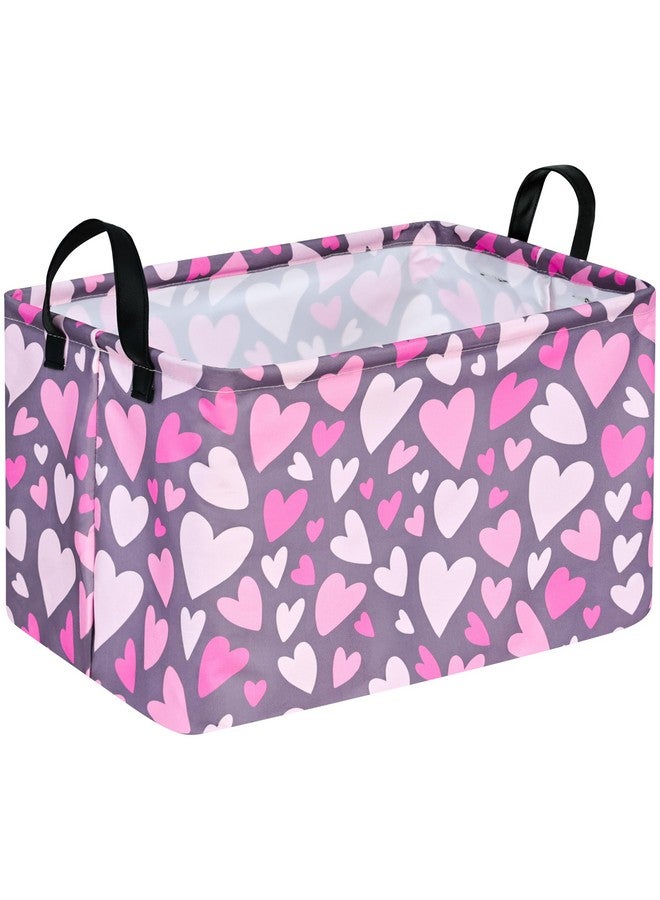 DUYIY Rectangle Heart Partten Kids Gift Storage Basket Home Shelf Storage Basket Organizer Box Clothes Laundry Hamper Toys Nursery Basket Baby Laundry Basket with Handles - Image 1