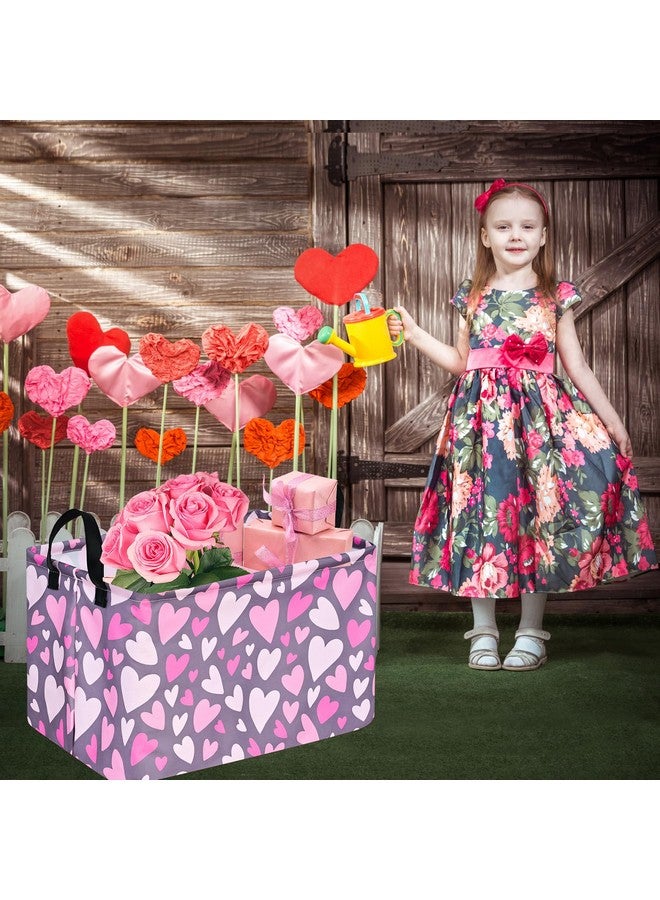 DUYIY Rectangle Heart Partten Kids Gift Storage Basket Home Shelf Storage Basket Organizer Box Clothes Laundry Hamper Toys Nursery Basket Baby Laundry Basket with Handles - Image 2