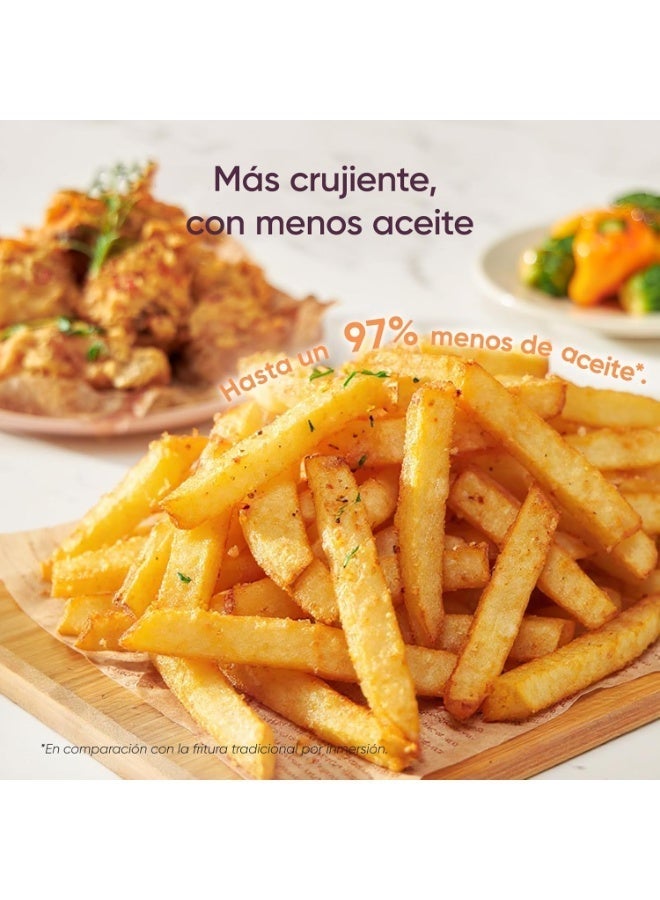 مقلاة هوائية من بقوة 1700 واط مع كتاب طبخ يحتوي على 100 وصفة، سعة 5.5 لتر، خالية من الزيت للاستخدام المنزلي، 11 برنامجًا مُعدًا مسبقًا، خاصية التسخين المسبق والتذكير بالرج، شاشة LED تعمل باللمس، مؤقت وتحكم في درجة الحرارة، سلة غير لاصقة، لون أسود CP158 - Image 4
