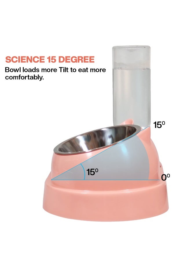 NNC PETS Dual bowl automatic feeder & water dispenser for Cats & Small dogs, Spill-proof food & water dispenser with Stainless steel bowl and Durable plastic, Easy to clean, 32.3 cm (PINK) - Image 4