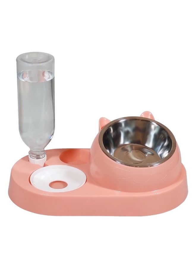 NNC PETS Dual bowl automatic feeder & water dispenser for Cats & Small dogs, Spill-proof food & water dispenser with Stainless steel bowl and Durable plastic, Easy to clean, 32.3 cm (PINK) - Image 1