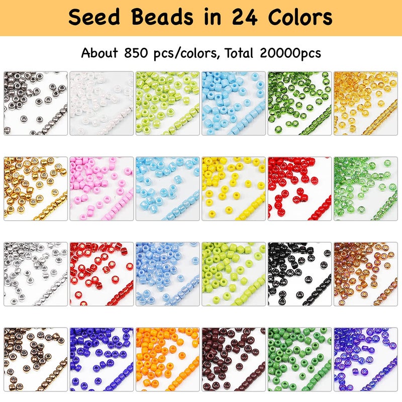 BALABEAD Size 2mm 12/0 Glass Seed Beads About 21600pcs in Box 24 Multicolor Assortment Small Seed Beads for Jewelry Making (900pcs/Color, 24 Colors) - Image 2