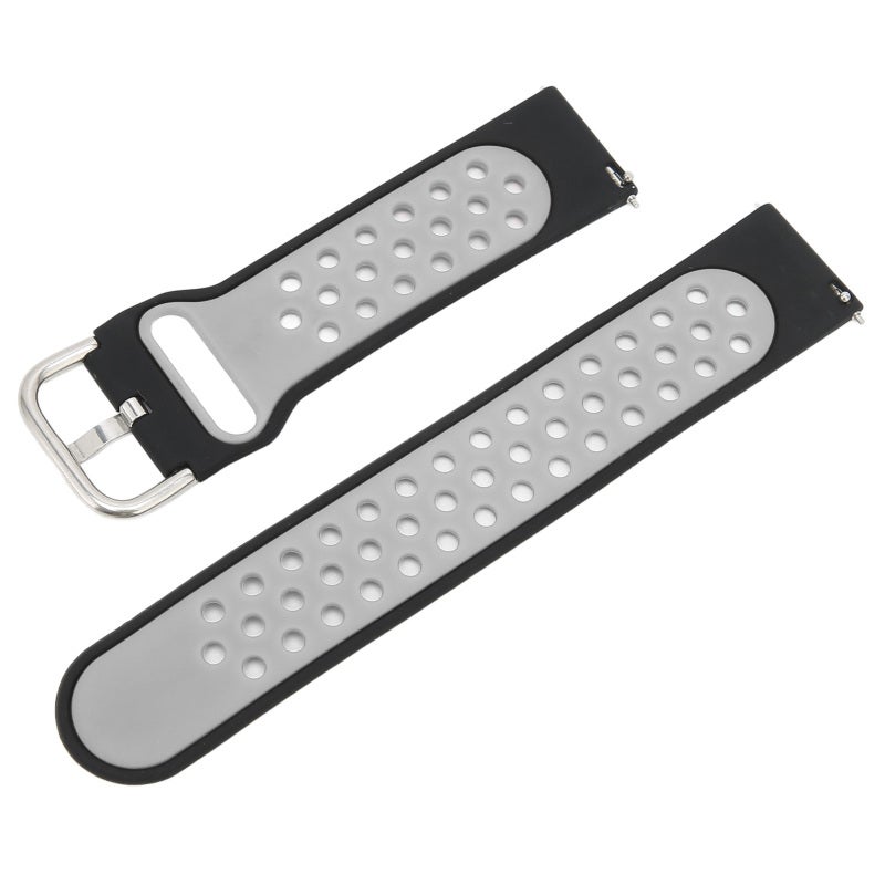 20mm Silicone Watch Band Black Gray Premium Skin-friendly Material - Easy To Insert Replacement Watch Strap for Amazfit GTS 3 GTS 2 Bip S Bip U Fitness Sports Use - Image 2
