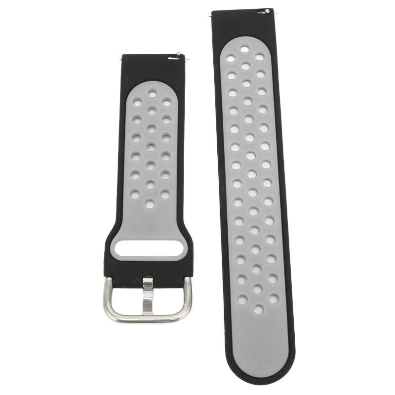 20mm Silicone Watch Band Black Gray Premium Skin-friendly Material - Easy To Insert Replacement Watch Strap for Amazfit GTS 3 GTS 2 Bip S Bip U Fitness Sports Use - Image 4