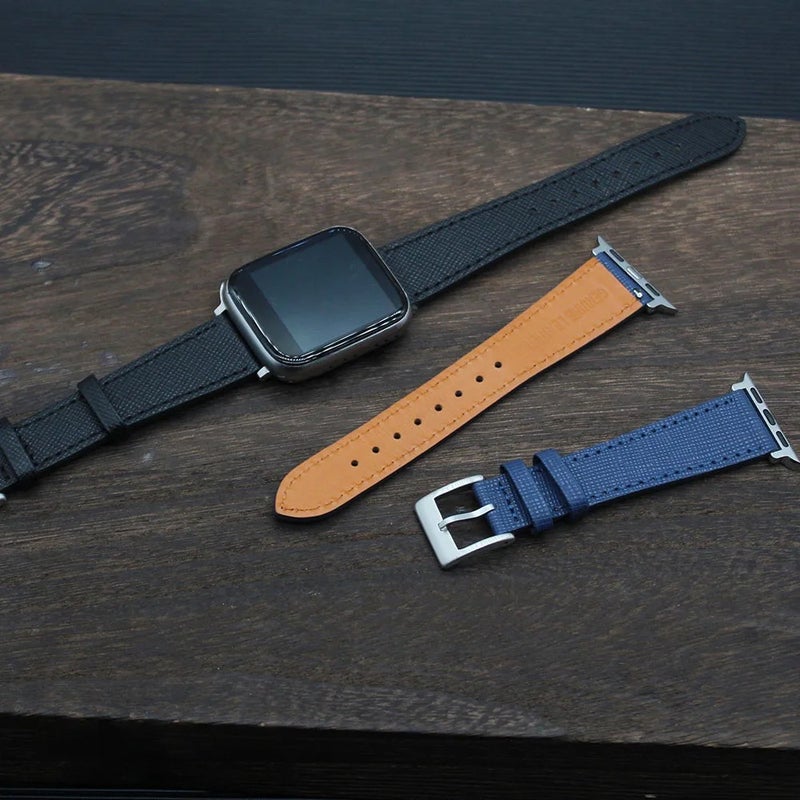 Bluejw Yunse Saffiano Leather Watch Bands for Smartwatches - Tapered Replacement Strap, Waterproof Sport Wristband 38mm 40mm 42mm 44mm 45mm - Image 3