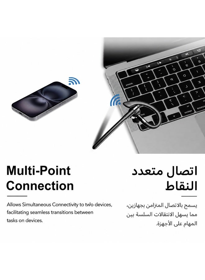 سماعة بلوتوث لاسلكية للأعمال مع علبة شحن مزودة بشاشة LED، ميكروفون ENC لتقليل الضوضاء، مكالمات واضحة، تصميم خفيف ومريح، اتصال متعدد الأجهزة، بطارية طويلة العمر - Image 3