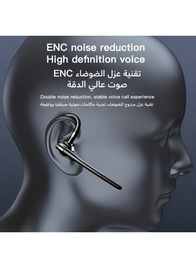سماعة بلوتوث لاسلكية للأعمال مع علبة شحن مزودة بشاشة LED، ميكروفون ENC لتقليل الضوضاء، مكالمات واضحة، تصميم خفيف ومريح، اتصال متعدد الأجهزة، بطارية طويلة العمر - Image 2