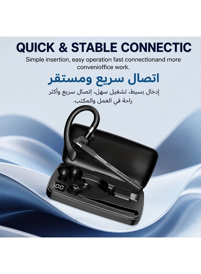 سماعة بلوتوث لاسلكية للأعمال مع علبة شحن مزودة بشاشة LED، ميكروفون ENC لتقليل الضوضاء، مكالمات واضحة، تصميم خفيف ومريح، اتصال متعدد الأجهزة، بطارية طويلة العمر - Image 4