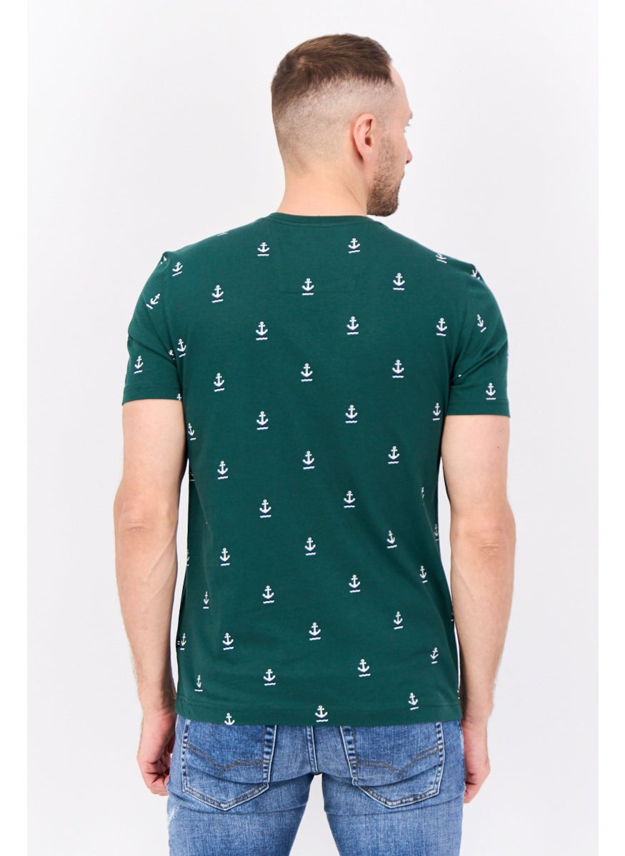 NAUTICA Men Crew Neck Short Sleeve Brand Logo T-Shirt, Green/White  - Image 4