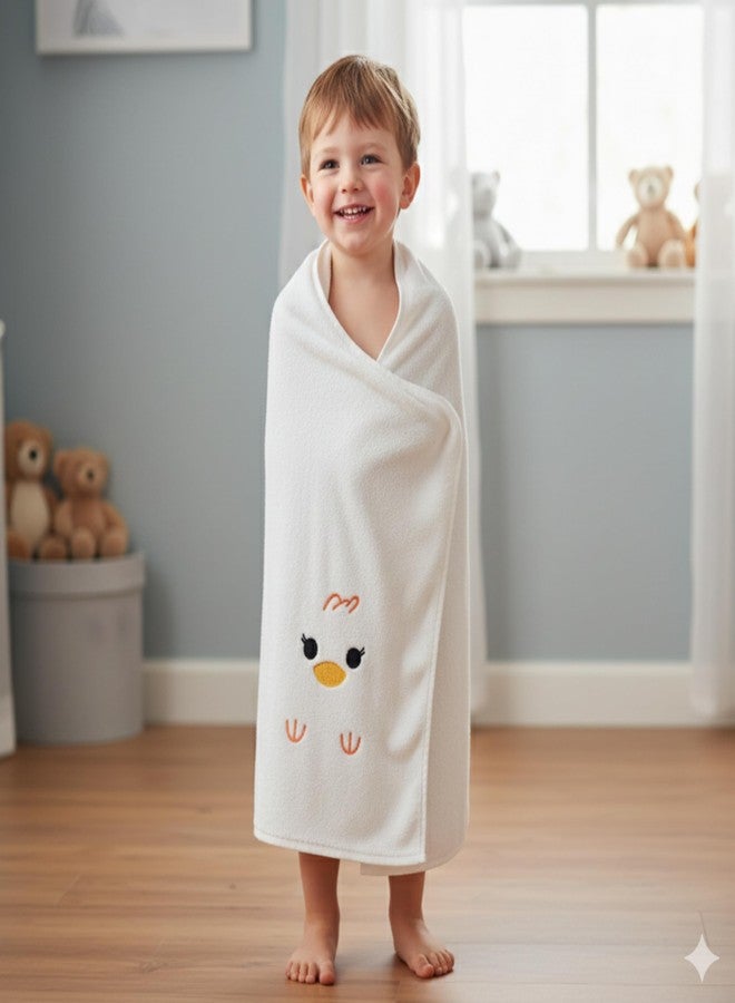 PAX PARROT Microfiber Baby Bath Towel Ultra Soft Quick Dry Baby Towel Lightweight Cartoon Print Towel for Boys & Girls (White) - Image 1