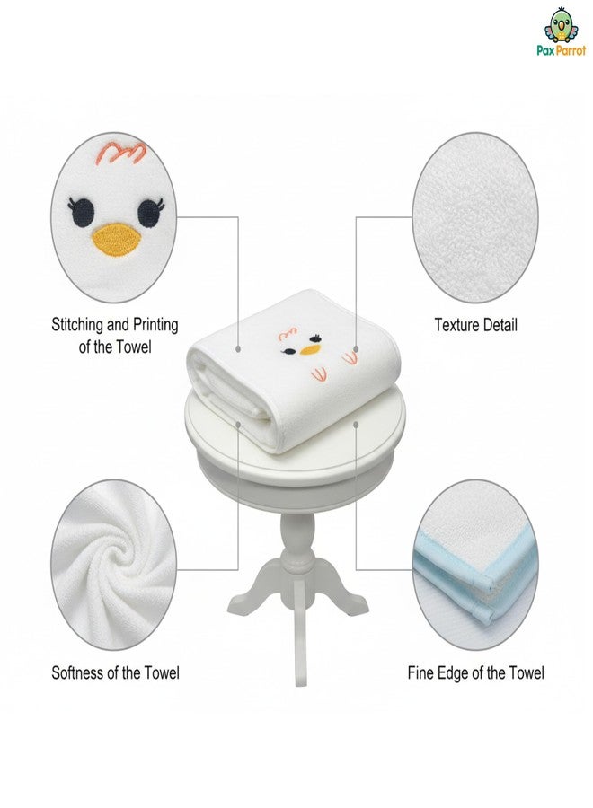 PAX PARROT Microfiber Baby Bath Towel Ultra Soft Quick Dry Baby Towel Lightweight Cartoon Print Towel for Boys & Girls (White) - Image 2