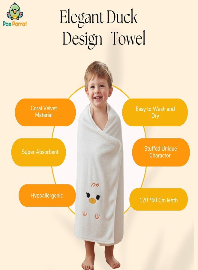 PAX PARROT Microfiber Baby Bath Towel Ultra Soft Quick Dry Baby Towel Lightweight Cartoon Print Towel for Boys & Girls (White) - Image 3