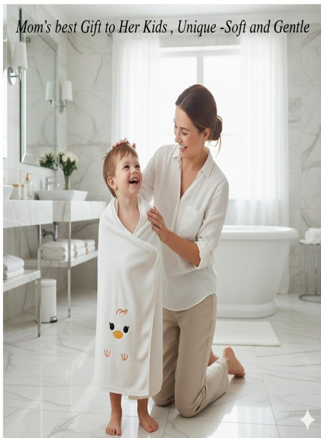 PAX PARROT Microfiber Baby Bath Towel Ultra Soft Quick Dry Baby Towel Lightweight Cartoon Print Towel for Boys & Girls (White) - Image 5