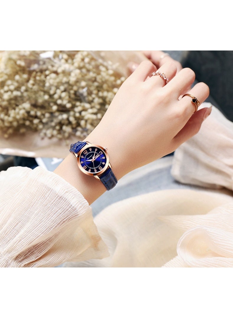 BONARGER Women's Premium Leather Waterproof Luminous Quartz Watch With A Luxurious Feel. - Image 3