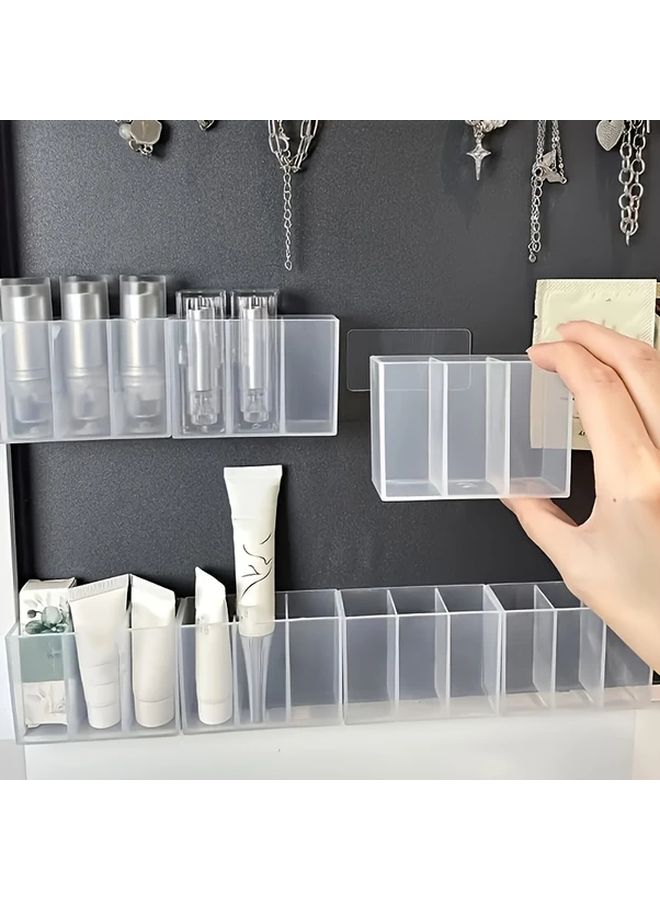 Self Adhesive Wall Mounted Storage Box With Clear Shelves 1pc Damage Free Installation - Image 1