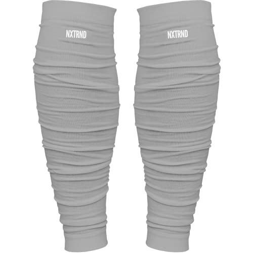 NXT NXTRND Nxtrnd Football Leg Sleeves, Calf Sleeves for Men & Boys, Sold as a Pair (Light Grey) - Image 1
