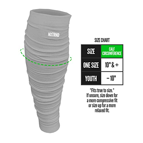 NXT NXTRND Nxtrnd Football Leg Sleeves, Calf Sleeves for Men & Boys, Sold as a Pair (Light Grey) - Image 2