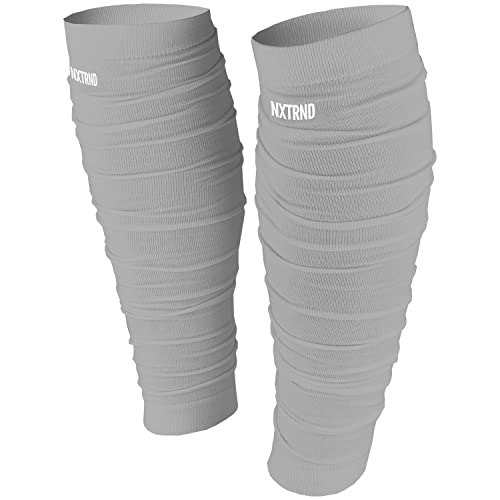 NXT NXTRND Nxtrnd Football Leg Sleeves, Calf Sleeves for Men & Boys, Sold as a Pair (Light Grey) - Image 3