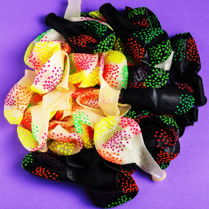 Skylety لوازم الحفلات المتلألئة في الظلام مجموعة لوازم الحفلات النيون، 98.4 قدم 6 لفات شريط لامع تحت الضوء الأسود 14.4 قدم زينة شريط النيون 25 قطعة زينة بالون فلوريسنت (نقطة ساطعة) - Image 5