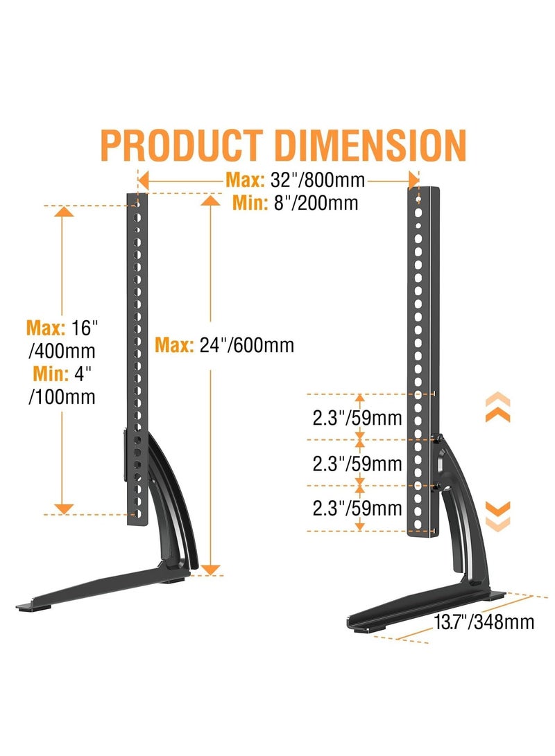 JAJEEK حامل تلفاز عالمي للطاولات لشاشات 27-55 بوصة – ارتفاع قابل للتعديل، قاعدة قوية لشاشات LCD/LED/Plasma، يدعم حتى 88 رطل، متوافق مع VESA 800x400mm، سهل التجميع، تصميم موفر للمساحة - Image 4
