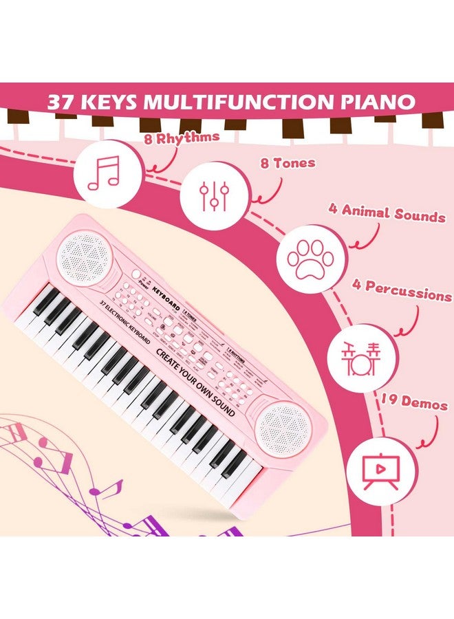 M SANMERSEN Kids Keyboard Piano 37 Keys Early Learning Instrument with Microphone Toy for 3 4 5 6 Girls Boys Birthday Valentines - Image 2
