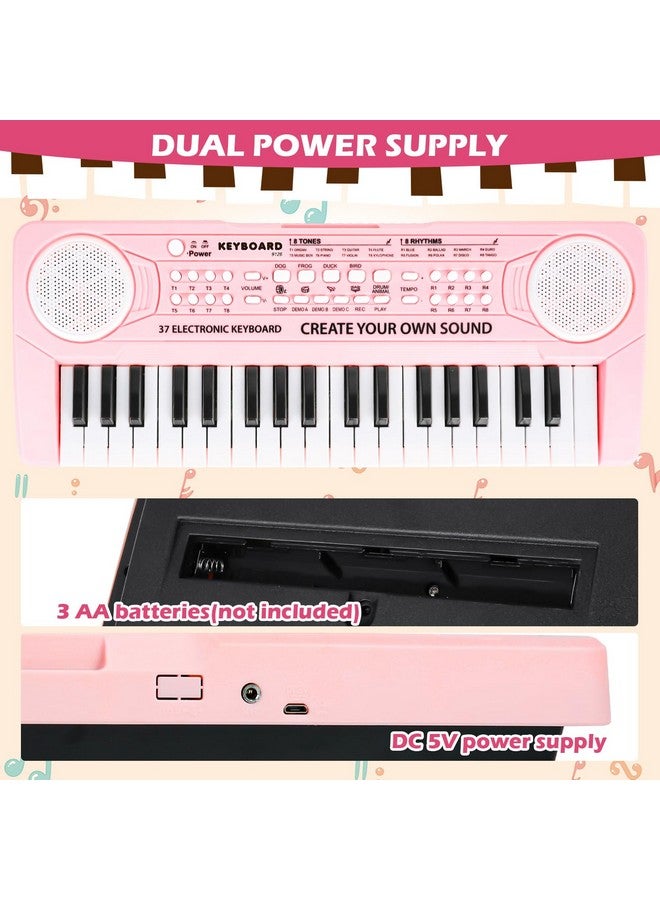 M SANMERSEN Kids Keyboard Piano 37 Keys Early Learning Instrument with Microphone Toy for 3 4 5 6 Girls Boys Birthday Valentines - Image 5