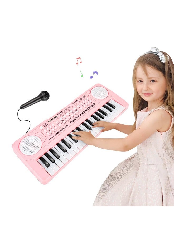M SANMERSEN Kids Keyboard Piano 37 Keys Early Learning Instrument with Microphone Toy for 3 4 5 6 Girls Boys Birthday Valentines - Image 1