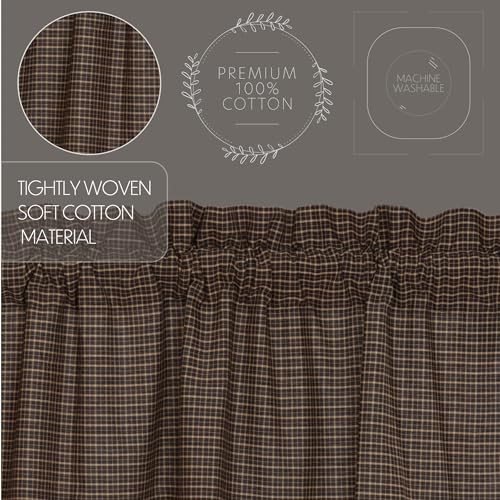 VHC Brands Kettle Grove Window Curtain, Plaid Valance Scalloped, Black, 16x72 - Image 4