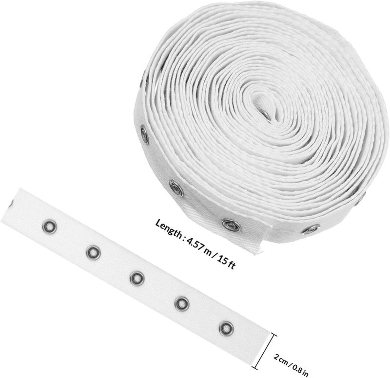 Healifty Snap Button Tape for Sewing 5 Yards White 100% Cotton Snap Fastener Ribbon for Clothing Bags DIY Craft Supplies - Image 2