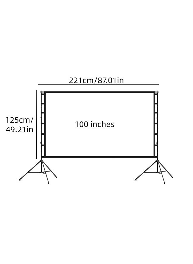 المحمولة 100 بوصة 16: 9 قابل للطي الإسقاط الناعمة الشاشة (قماش إسقاط الحرير الحليب) ، مع موقف ثلاثي الأقدام وحقيبة التخزين المحمولة لا التجاعيد ، المنزل عالية الوضوح 4K الإسقاط الشاشة ، مناسبة للمسارح المنزلية الداخلية ، في الهواء الطلق عرض الفناء الخلفي ، وفي الهواء الطلق والسفر سيناريوهات - Image 2