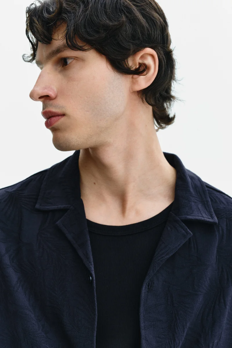 H&M  Relaxed Fit Jacquard-jersey resort shirt for Men | Best Price UAE