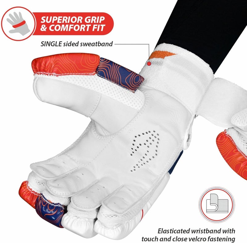 دي أس سي قفازات ضرب الكريكيت Attitude، المقاس: شباب، اليد اليمنى، اللون: أحمر/أزرق - Image 2