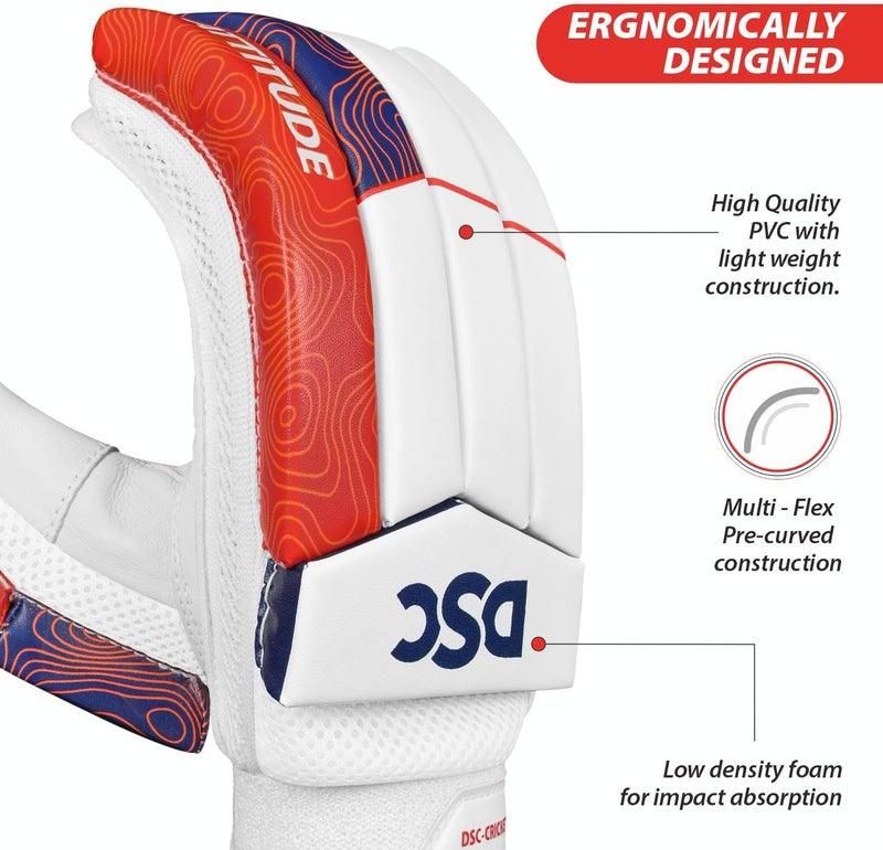 دي أس سي قفازات ضرب الكريكيت Attitude، المقاس: شباب، اليد اليمنى، اللون: أحمر/أزرق - Image 3