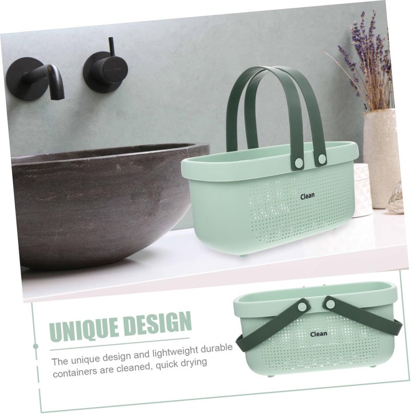 Angoily Hand Wash Basket Hamper Handbags Makeup Tote Home Tools Basket with Handles Student Storage Shampoo, Green, 31.5X17.8X15.6CM, Modern - Image 2