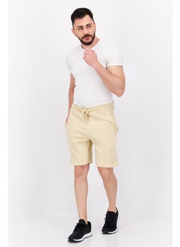 Blank Essentials Men Drawstring Embossed Brand Short, Beige  - Image 3