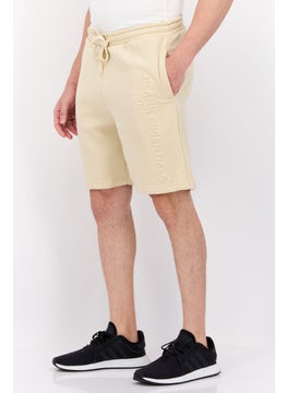 Blank Essentials Men Drawstring Embossed Brand Short, Beige  - Image 2