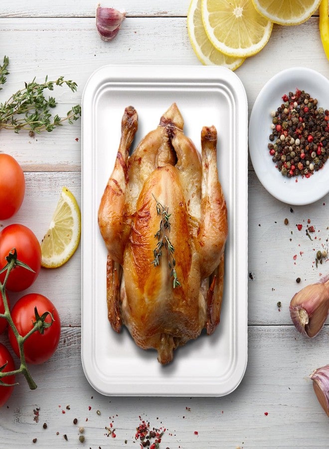 VEIZEDD 30Pack Compostable Food Trays 14 Inch Large Paper Plates Heavy Duty Disposable Serving Tray for Thanksgiving Turkey, BBQ, Seafood Boil Party Supplies - Image 4