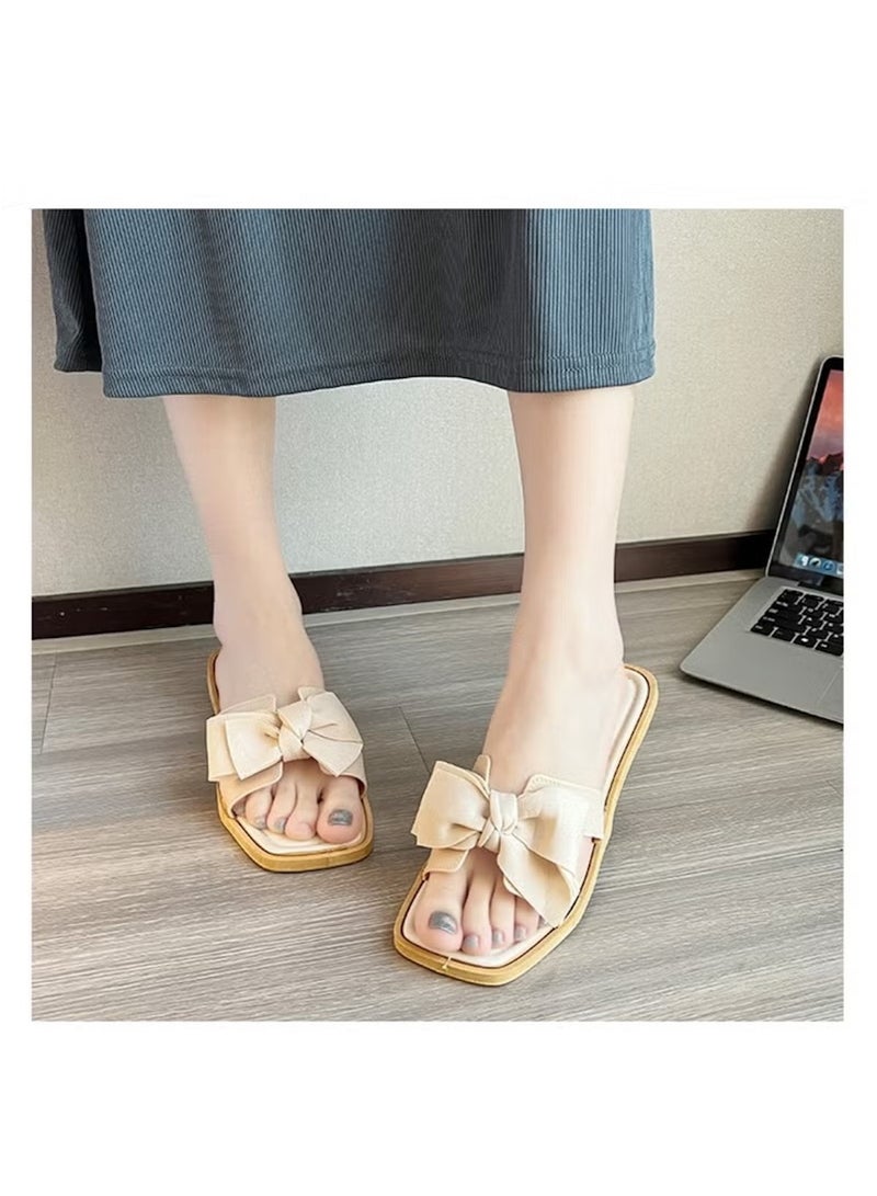 Huitich Fairy Style Bowknot Wedge Flip Flops – Soft Sole Outdoor Sandals. Size 36–37  - Image 3