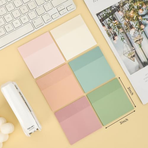 EOOUT Transparent Sticky Notes, 6 Pads 3x3 Inch, 6 Colors Pastel Clear Self-Adhesive Waterproof Translucent Sticky Notes, 300 Sheets, for Bible Tabs, Book Tabs, School Supplies, Office - Image 2